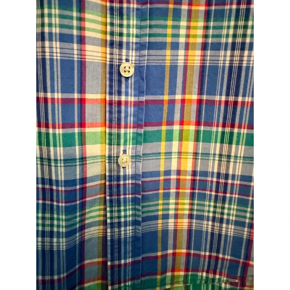Ralph Lauren Plaid Shirt Boys Medium 10-12 Multi Color Excellent Short Sleeve